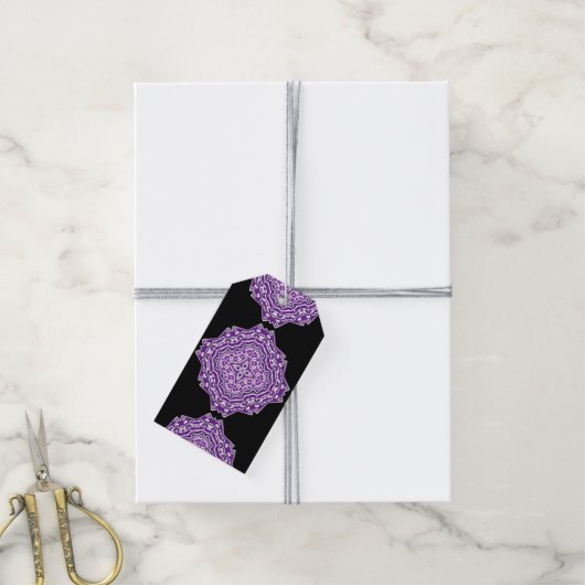 étiquettes cadeaux mandala violet (Avec de la ficelle)