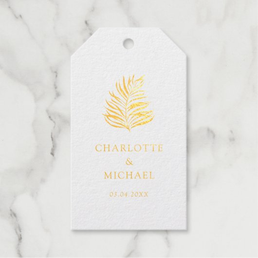 Étiquettes Cadeaux Mariage de tendance Plante blanc élégant (Recto)