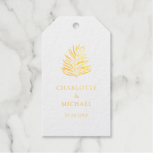 Étiquettes Cadeaux Mariage de tendance Plante blanc élégant