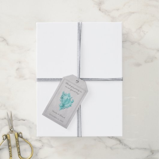 Étiquettes cadeaux Mariage turquoise Conch Shell (Avec de la ficelle)