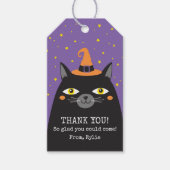 Étiquettes cadeaux Merci de chat noir Halloween (Devant)