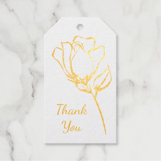 Étiquettes Cadeaux Merci du Mariage Modèle photo Rose unique (Recto)