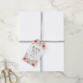 Étiquettes cadeaux Merci en fleurs roses d'aquarel (Avec de la ficelle)