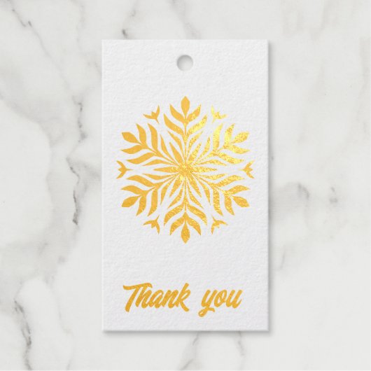 Étiquettes Cadeaux merci fêtes de flocons de plume (Recto)