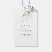 Étiquettes cadeaux Merci Mariage or et verdure (Devant)