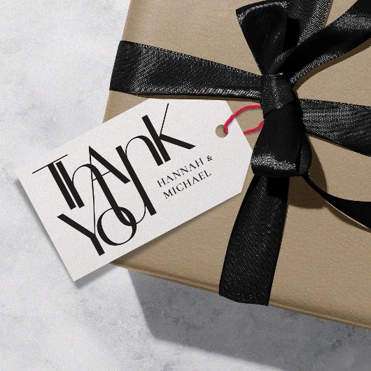 Étiquettes Cadeaux Merci Noir Blanc