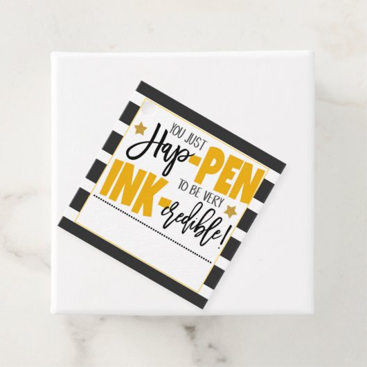 Étiquettes cadeaux Merci stylo (En situation)