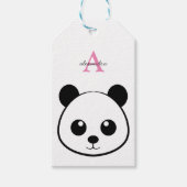 Étiquettes Cadeaux Mignon Ours Panda – Monogramme (Devant)