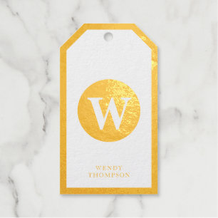 Étiquettes Cadeaux Monogramme circulaire simple minimaliste Gold Foil