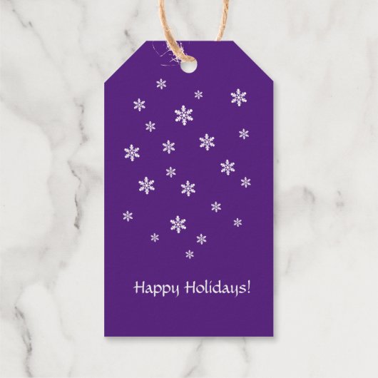 Étiquettes Cadeaux Neige minimaliste personnalisé violet (Verso)