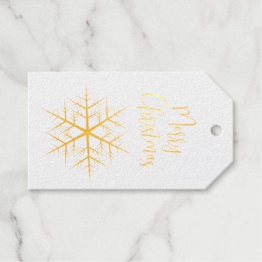Étiquettes Cadeaux Noël Elegant Gold Holiday Simple Snowflakes (Recto (horizontal))