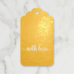 Étiquettes Cadeaux Or amusant et rouge avec amour personnalisé