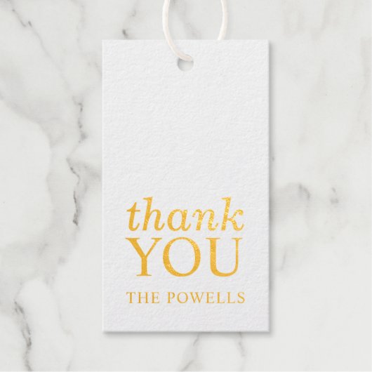 Étiquettes Cadeaux Or Merci élégant (Recto)