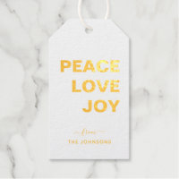 'Peace Love Joy' Feuille d'or de vacances Balises 