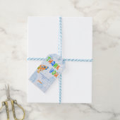 Étiquettes Cadeaux Pistolet à Eau Orange & Bleu (Avec de laficelle)