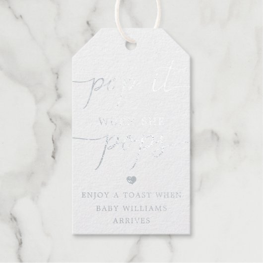 Étiquettes Cadeaux Pop It When She Pops Silver Foil Favoriser Gift Ta (Recto)