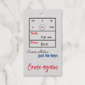 Étiquettes Cadeaux Prix T-shirt (Verso)