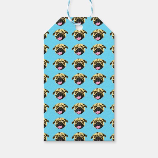Étiquettes Cadeaux Pug Bleu (Devant)