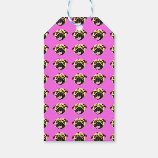 Étiquettes Cadeaux Pug Rose (Devant)