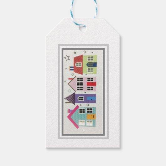Étiquettes Cadeaux - Rangée de Maisons (Devant)