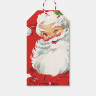 Étiquettes cadeaux Retro Santa Claus