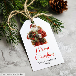Étiquettes cadeaux rustiques du Père Noël vintage