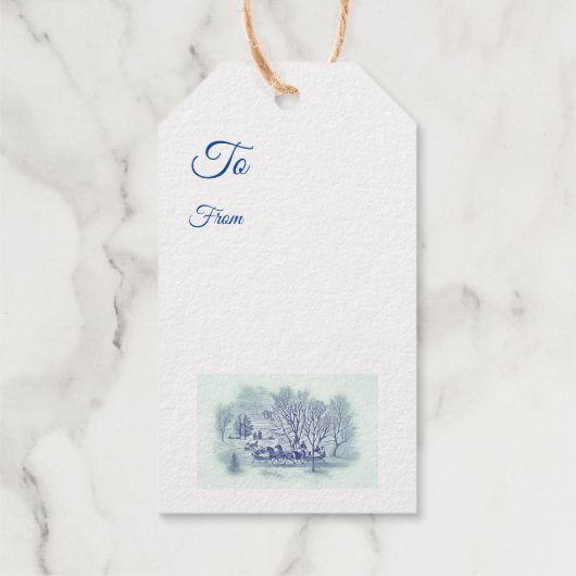 Étiquettes Cadeaux Scène d'hiver victorienne - argent (Verso)