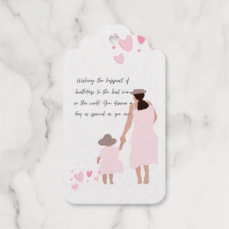 Étiquettes Cadeaux Silhouette de cœur rose de mère et fille