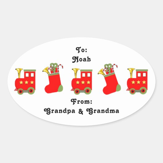Étiquettes Cadeaux Train de Noël (Devant)