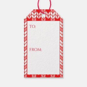 Étiquettes Cadeaux TRICOT ROUGE À CARREAUX / Verti