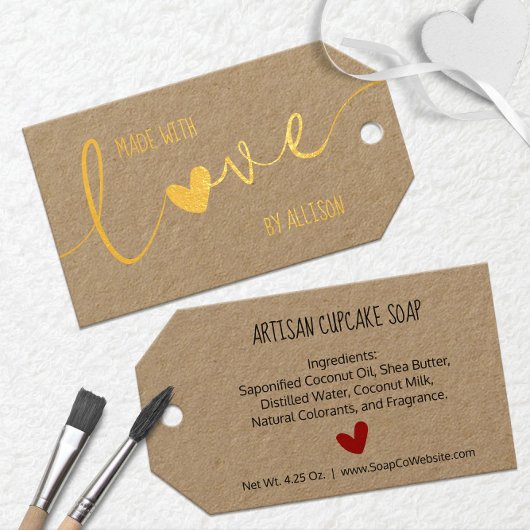 Étiquettes Cadeaux 💛✨ Typographie de script en feuille d'aluminium f