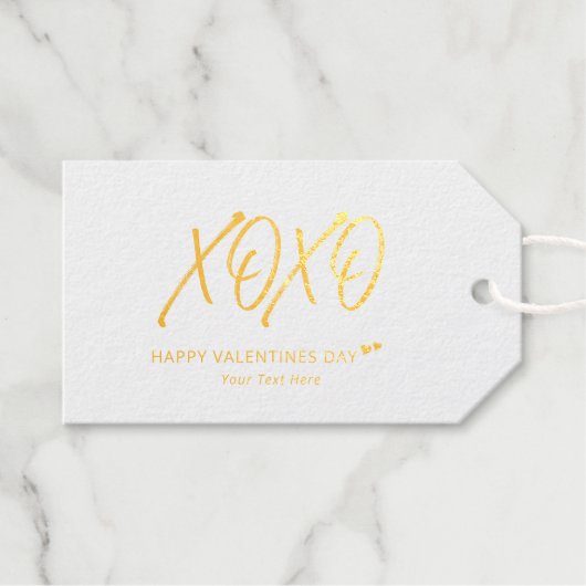 Étiquettes Cadeaux XOXO | Heureuse Sainte-Valentin Gold Hearts (Recto (horizontal))