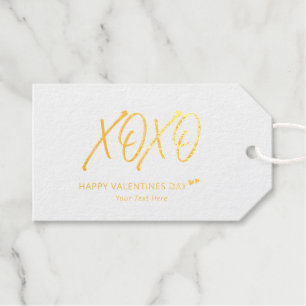 Étiquettes Cadeaux XOXO Heureuse Sainte-Valentin Gold Hearts