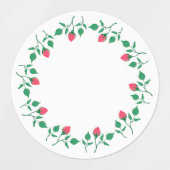 Étiquettes Cadre rond fleuri avec fleurs roses (Design 2)