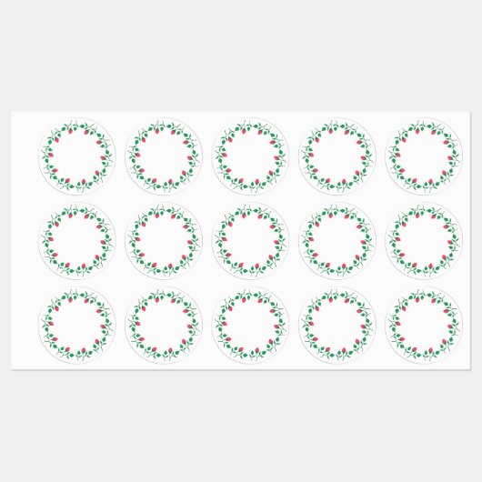 Étiquettes Cadre rond fleuri avec fleurs roses (Feuille)