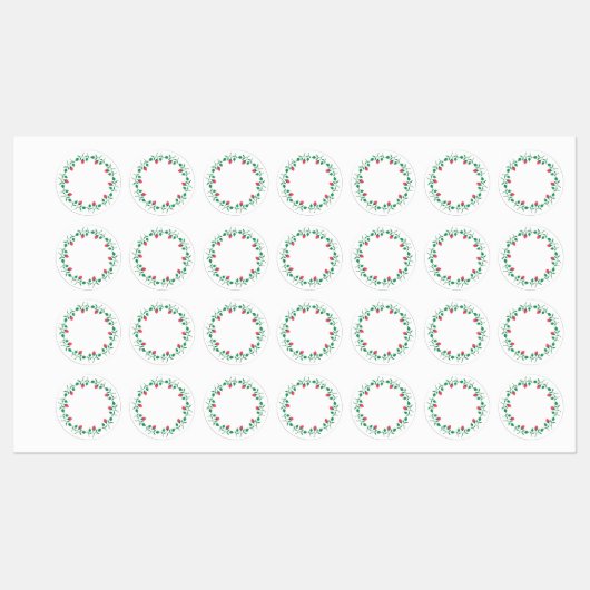 Étiquettes Cadre rond fleuri avec fleurs roses (Feuille)