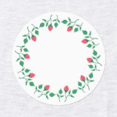 Étiquettes Cadre rond fleuri avec fleurs roses (Design 2)