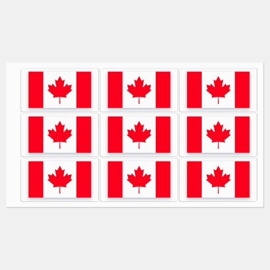 Étiquettes Canadian flag. CANADA. (Feuille)