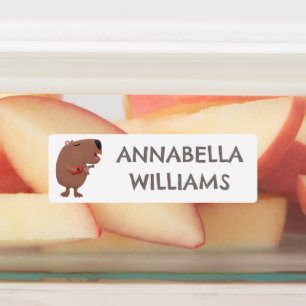 Étiquettes Capybara cartoon personnalisé au ukulele chanteur 