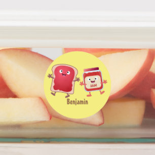 Étiquettes Caractères de dessins animés sur le pain et la con