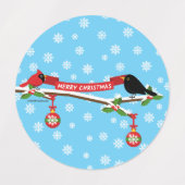 Étiquettes Cardinal Et Cardinal En Branche - MERRY XMAS (Design 1)