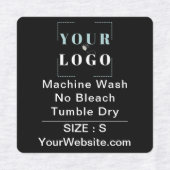 Étiquettes Care Instructions and Size Square Black Clothing (Design 1)