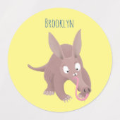 Étiquettes Caricature amusante de Aardvark (Design 1)
