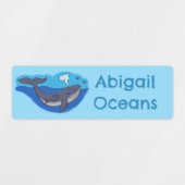 Étiquettes Caricature de baleine mignonne et de baleine de ve (Design 1)