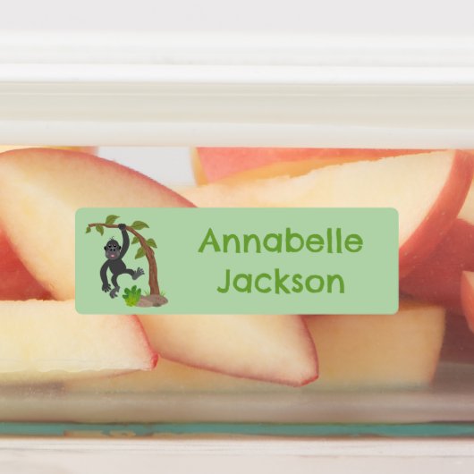 Étiquettes Caricature de bébé gorille joyeux personnalisée (Apposé)