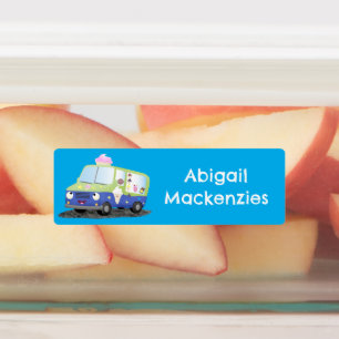 Étiquettes Caricature de camion de glace joyeux personnalisée