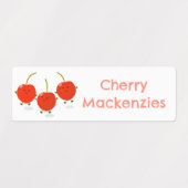 Étiquettes Caricature de cerises rouges saut mignonne personn (Design 1)