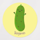 Étiquettes Caricature de cornichon joyeux (Design 2)