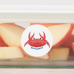 Étiquettes Caricature de crabe rouge cuite