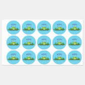 Étiquettes Caricature de grenouille vert mignon (Feuille)